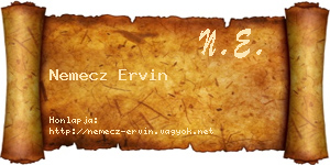 Nemecz Ervin névjegykártya